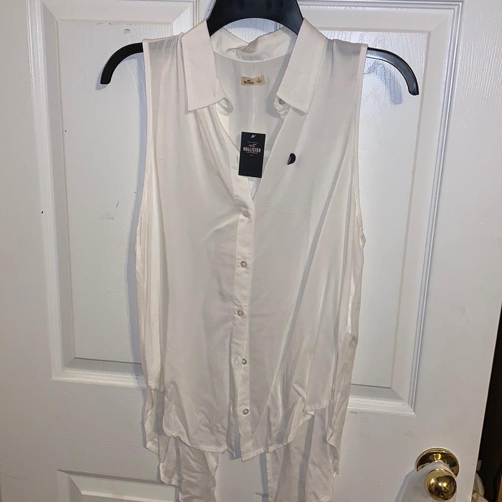 Hollister White Tank Top w Slit Back